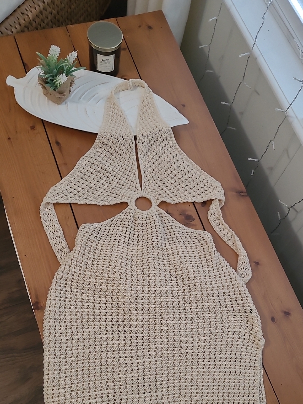 Light Tan Crochet Beach Cover Up